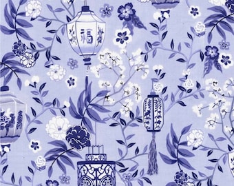 Pagoda Dreams - Lovely Lanterns Blue from Michael Miller Fabric