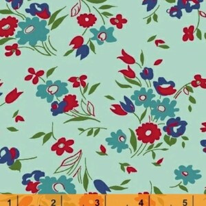Dixie - Small Floral Aqua de Allison Harris de Windham Fabrics