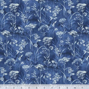 Botanical Blues - Wild Flowers Dk Blue by Whistler Studios from Windham Fabrics
