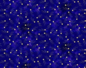 Galaxy metallic sterren marineblauw van Timeless Treasures Fabric