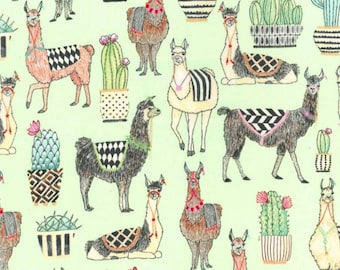 Deliziosi lama verde menta di Michael Miller Fabric