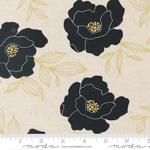 Gilded LINEN - Bold Blossoms Florals Paper Gold Metallic 11530 15LM from Moda Fabrics