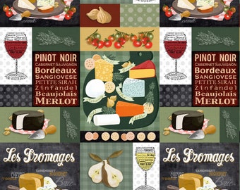 Salumi e cocktail - Patchwork di vino e formaggio di Print Concepts Fabric