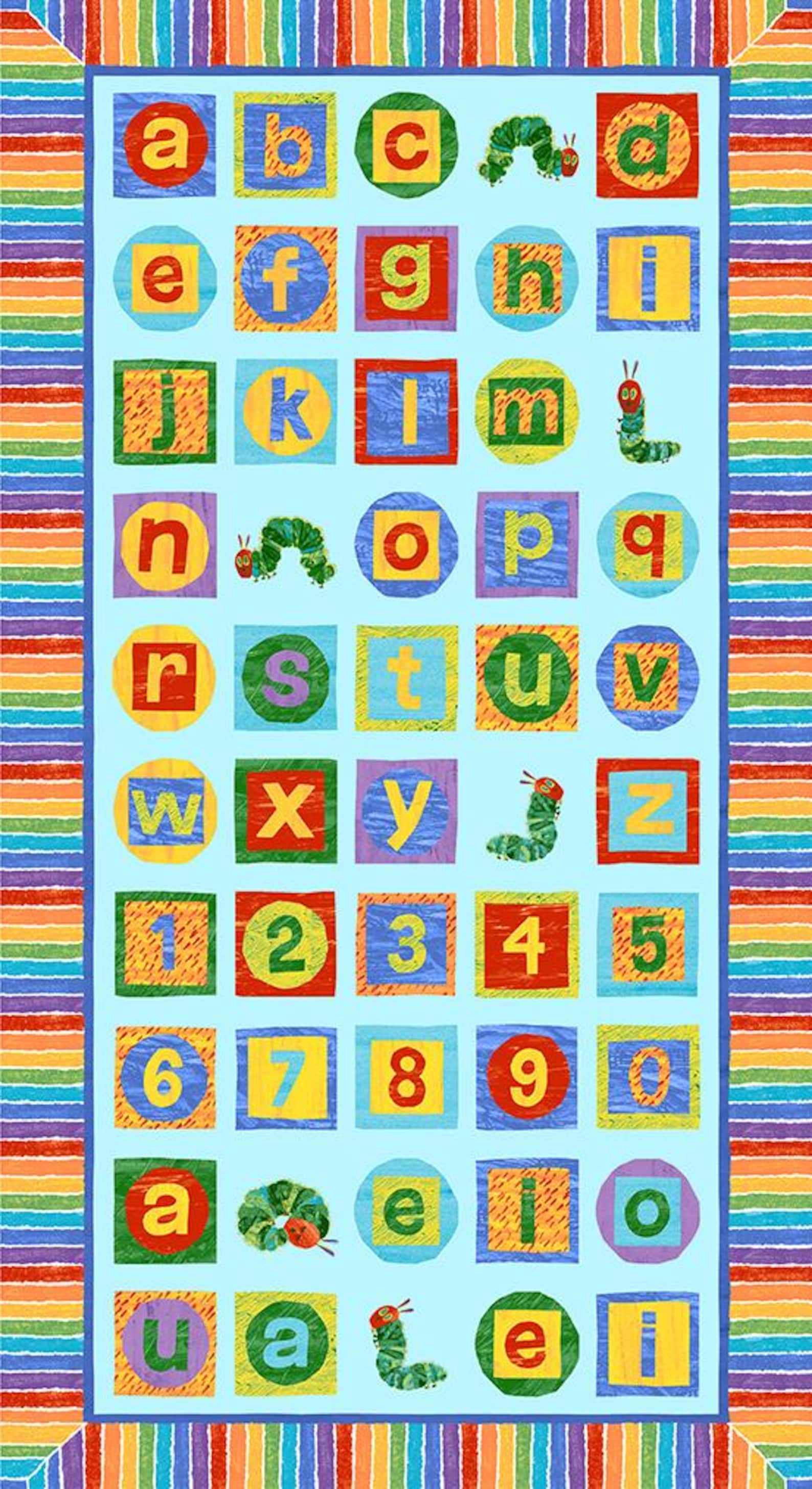 The Very Hungry Caterpillar - Alphabet Blue PANEL by Eric Carle From ...