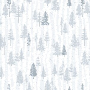 Scandinavian Winter - Boreal Forest Lt Grey from Clothworks Fabric