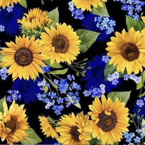 Summer Sunflowers - Sunflower Blooms Black from Michael Miller Fabrics