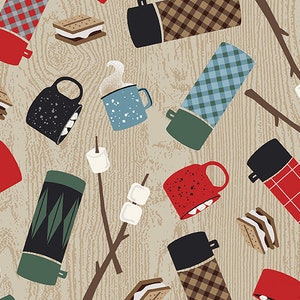 Moose Creek Lodge - Campfire Treats Tan by Kanvas Studio from Benartex Fabrics