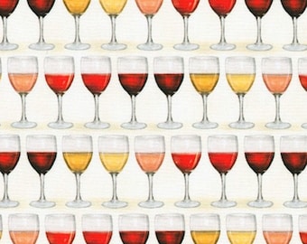 Uncork and Unwind - Wine Glasses by Mary Lake Thompson from Robert Kaufman Fabric