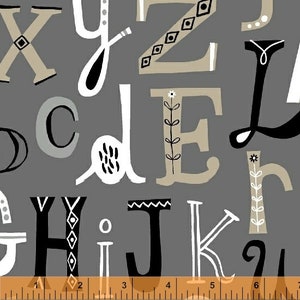 Dream - ABC Charcoal Grey de Jill McDonald de Windham Fabrics