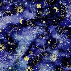 Arctic Wonder- Constellations Twilight Metallic  from 3 Wishes Fabric