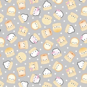 The Dimsum Steam Team - Dimsum Confetti Gray from Michael Miller Fabrics