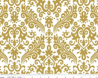 Sparkle Pearlized Cottons - Sparkle Gold Medium Damask from Riley Blake