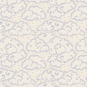 Celestial - Clouds Cream Metallic from Lewis and Irene Fabric