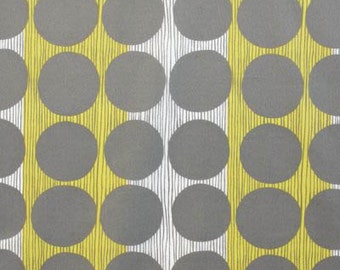 Prairie House - Grey Chartreuse Cotton Print Fabric from Alexander Henry