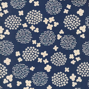 Linnea OXFORD - Hydrangea Navy Blue from Kokka Fabric