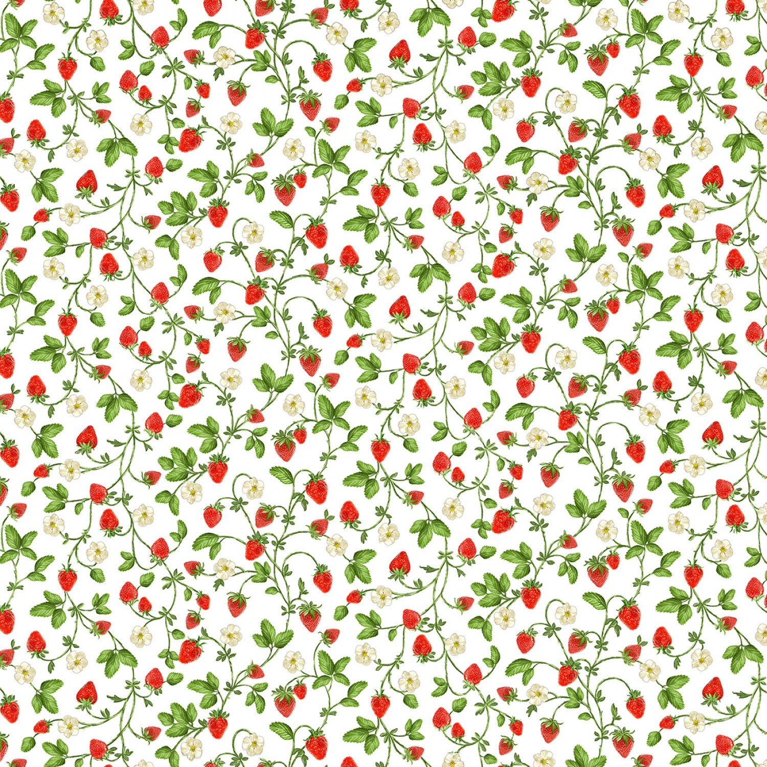 Strawberry Fields Forever Fabric White Background