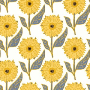 ひまわりのサンシャイン - Springs Creative Fabric の白い花の茎