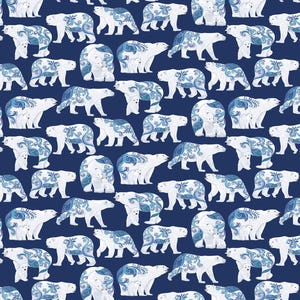 Polar Attitude PEALESCENT - Small Polar Bears Blue from Benartex Fabrics