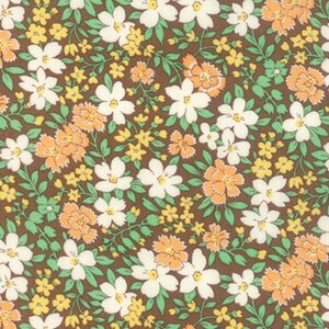 30s Playtime - Flower Cocoa Brown by Chloe’s Closet from Moda