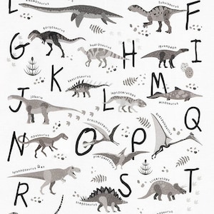 Alphabetosaurus - Alphabet Dinosaurs PANEL 24 Inches from Robert Kaufman Fabrics