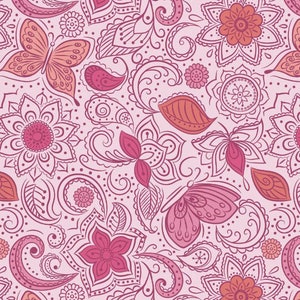 Sew Mindful - Floral Flow Peaceful Pink from Lewis and Irene Fabric