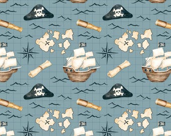 Pirates Ahoy - Ships Maps At Sea from Camelot Fabrics