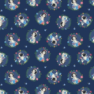 Disney Princess - Snow White And Seven Dwarfs Navy from Camelot Fabrics