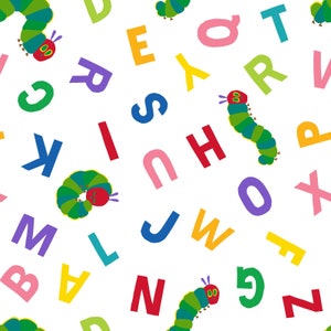 La oruga muy hambrienta - Alphabet Toss White de Eric Carle de Springs Creative Fabric