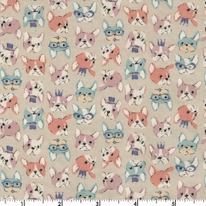 Chibi Petit OXFORD - French Bulldog Tan from Kokka Fabric