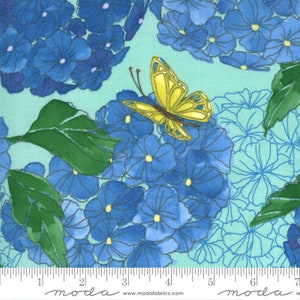 Cottage Bleu - Florals Dewdrop Aqua by Robin Pickens from Moda Fabrics