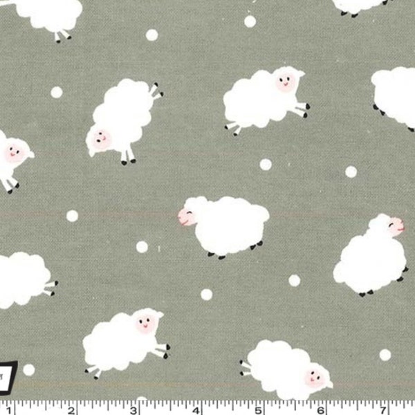 Little Lambs - Stone Grey Cotton Flannel Fabric from Michael Miller