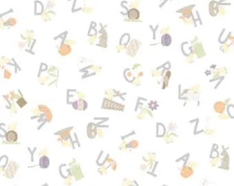 Tela Little Chicks FLANNEL - Alphabet Toss White de Maywood Studio Fabric