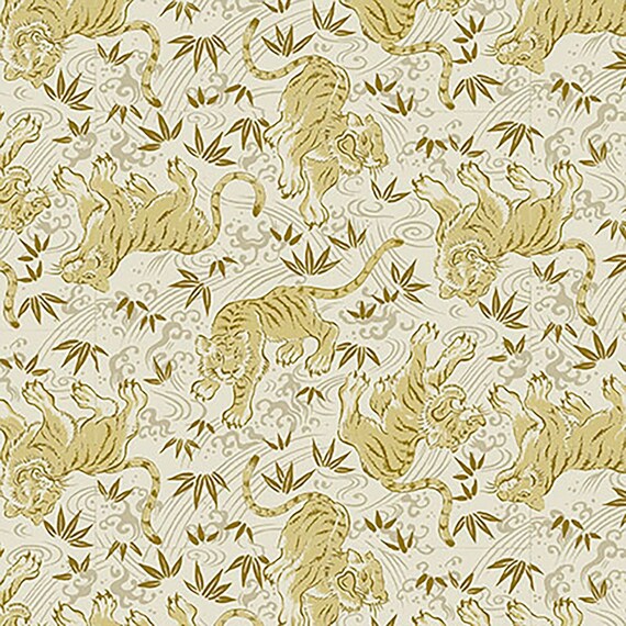 送料無料商品の通販 Hyakka Ryoran Quilt From Tan Tigers Small - Metallic Tora 絵画