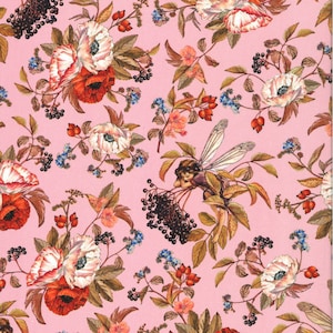 Elderberry Flower Fairies Pink from Michael Miller Fabrics