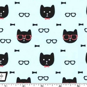 Cool Cats - Dapper Cat Aqua from Michael Miller