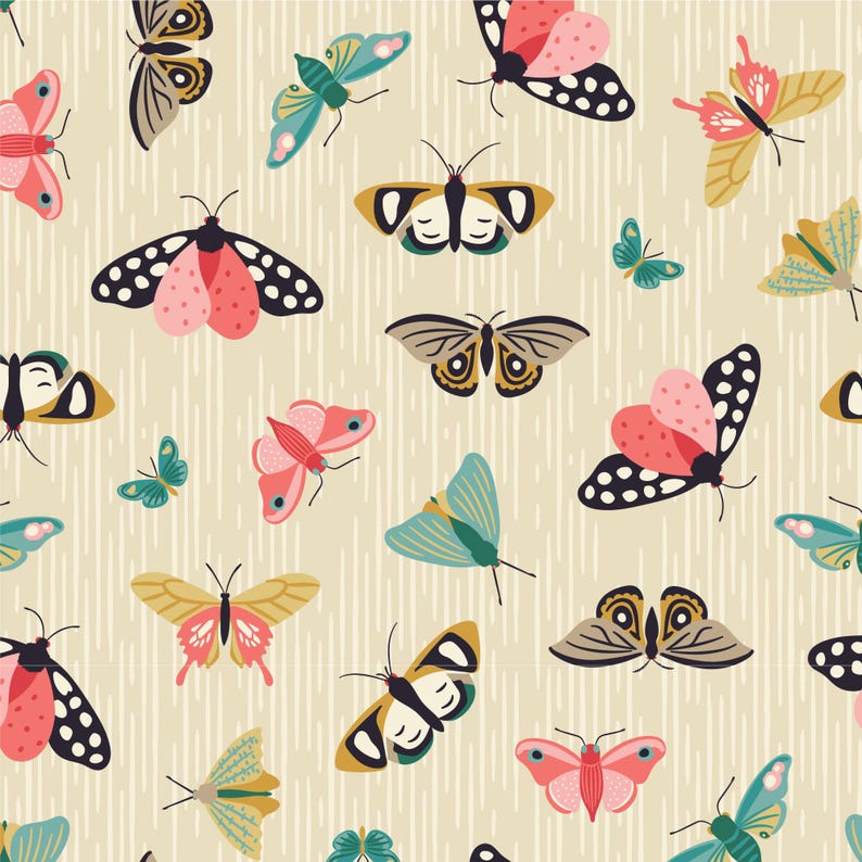 Moth Insect Theme Garden Walks - Taking Flight Moth Butterfly From Cloud 9 Fabrics - Etsy
