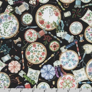 Make It Sew - Embroidery Items Black from Robert Kaufman Fabrics