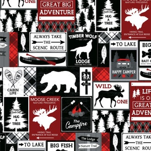 Great Outdoors - Cabin Life Collage Multi from Kanvas Studio Fabric