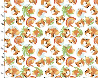 Welcome To The Jungle FLANNEL - Animals White from 3 Wishes Fabric