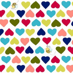 Evie - Hearts Bubblebee Multi from World of Susybee Fabric