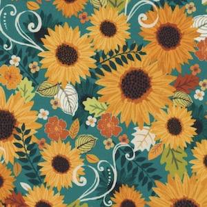 Gather Together - Harvest Sunshine Teal from Benartex Fabrics