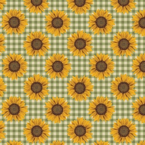 Harvest Farm - Sunflower Check Green from Benartex Fabrics