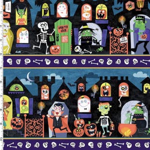 Halloween Season - Haunted House Stripe Multi from Michael Miller Fabrics