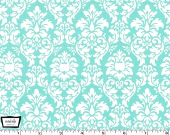 Petite Dandy Damask - Aqua van Michael Miller