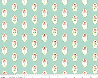 Vintage Adventure - Cameo Floral Aqua by Beverly McCullough from Riley Blake