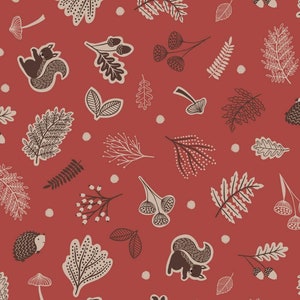 Under The Oak Tree - Scattered Woodland Nut Brown from Lewis and Irene Fabric