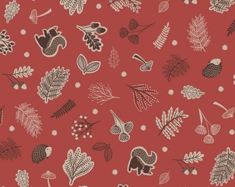 Under The Oak Tree - Scattered Woodland Nut Brown from Lewis and Irene Fabric