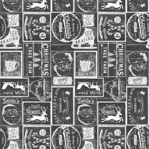 Un Natale da ricordare - Toppa vintage color carbone di 3 Wishes Fabric
