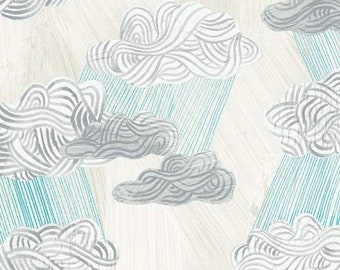Happy - Papel Silver Lining Clouds de Carrie Bloomston de Windham Fabrics