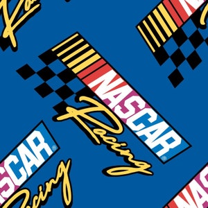 Nascar Refresh - Retro Nascar Racing Blue from Camelot Fabrics